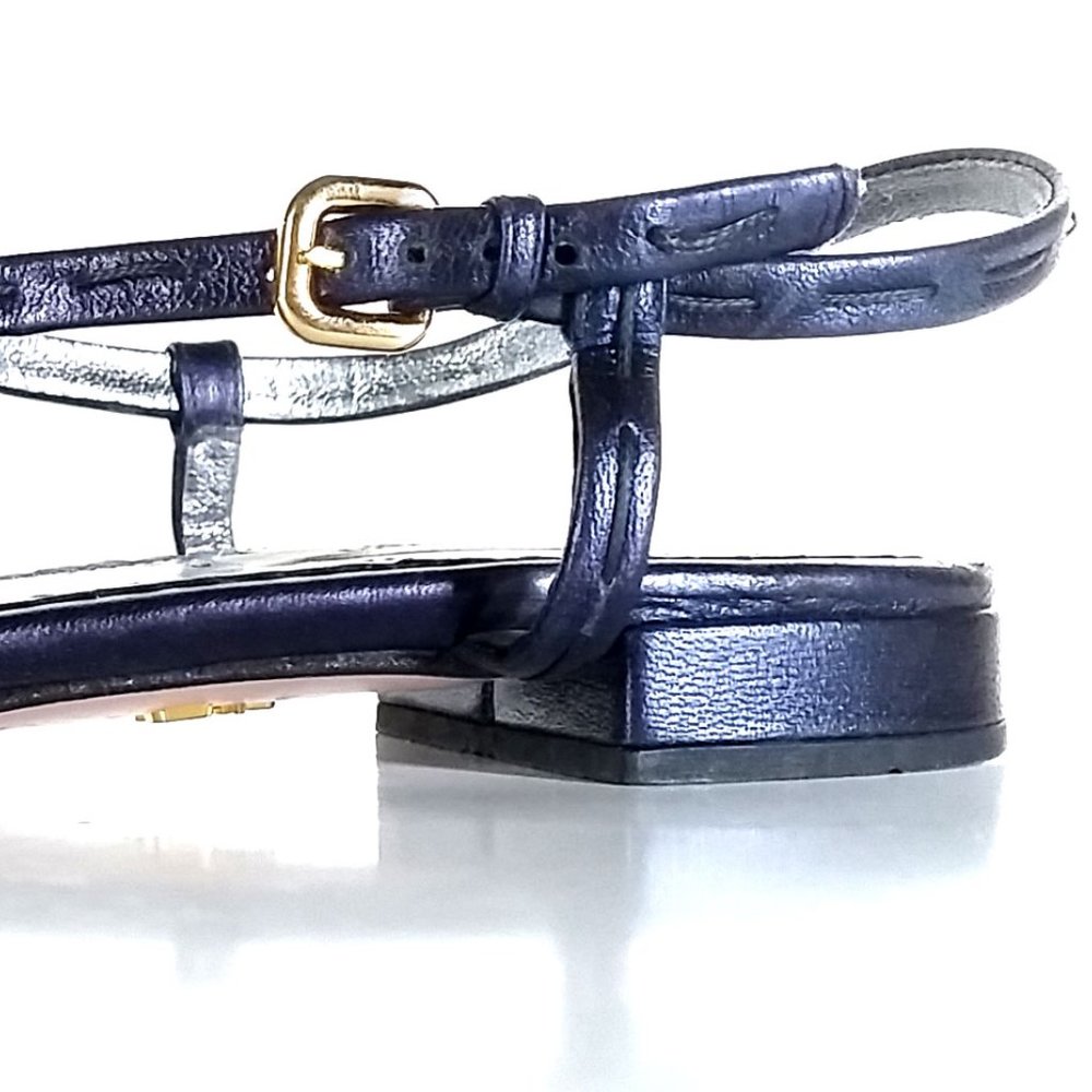 PRADA Sandals 38.5 Metallic Leather SZ 8 - Picture 4 of 8